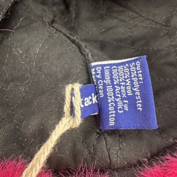 NWT Hat Attack Faux Fur Trapper Hat Bright Pink and Houndstooth Wool Blend - Picture 7 of 10